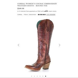 CORRAL WOMEN'S COGNAC EMBROIDERY
WESTERN BOOTS - ROUND TOE COWBOY BOOTS